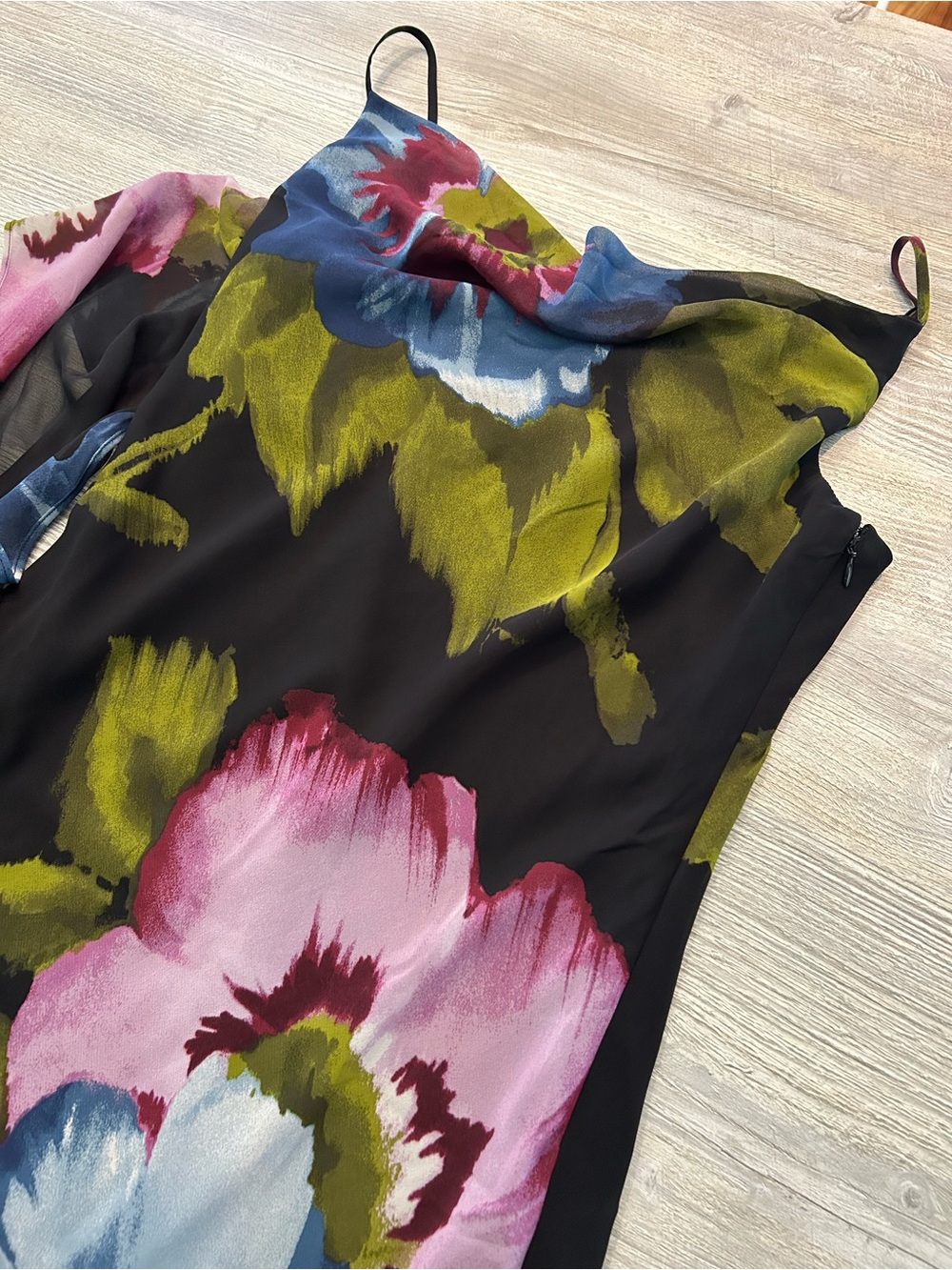 NEW! Abercrombie & Fitch One-Shoulder Draped Chiffon Floral Cowl Neck LP
